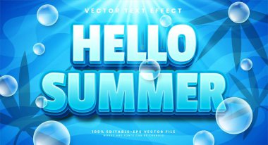 Merhaba Yaz düzenlenebilir metin efekti yaz etkinliğini kutlamak için uygun.
