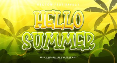 Merhaba Yaz düzenlenebilir metin efekti yaz etkinliğini kutlamak için uygun.