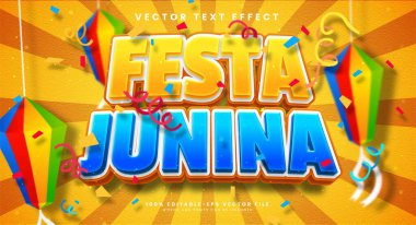 Festa Junina düzenlenebilir metin efekti, festival Junina etkinliklerini kutlamak için uygun.