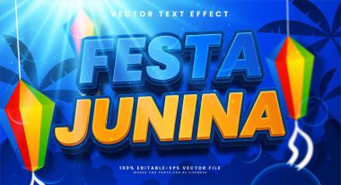Festa Junina düzenlenebilir metin efekti, festival Junina etkinliklerini kutlamak için uygun.