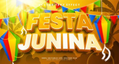 Festa Junina düzenlenebilir metin efekti, festival Junina etkinliklerini kutlamak için uygun.