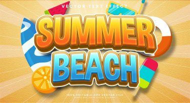 Yaz plajı düzenlenebilir metin efekti yaz etkinliğini kutlamak için uygun.