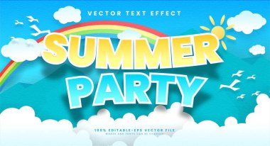 Yaz partisi düzenlenebilir metin efekti yaz etkinliğini kağıt kesim tarzıyla kutlamak için uygun.