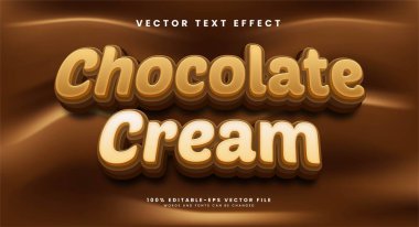Tatlı yemek menüsü için uygun çikolata kremalı düzenlenebilir metin efekti.