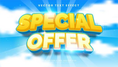 Promosyon ürünü için uygun sarı ve mavi renkli 3d düzenlenebilir metin efekti.