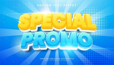 Özel tanıtım 3d düzenlenebilir metin efekti, sarı ve mavi renkli, promosyon ürünü için uygun.