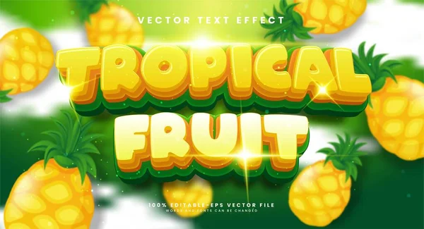 Tropische Früchte Editierbare Text Effekt Mit Ananas Thema Geeignet Für — Stockvektor