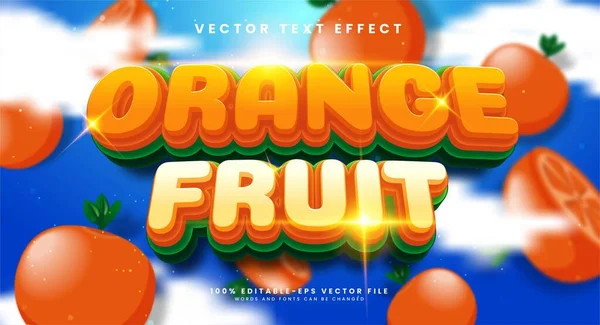 Orangenfrüchte Editierbarer Texteffekt Mit Orangefarbener Farbe Geeignet Für Süßspeisenkonzept — Stockvektor