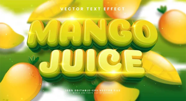 Mangosaft Editierbare Texteffekte Mit Gelber Farbe Geeignet Für Tropische Früchte — Stockvektor