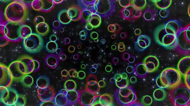 Des cercles multicolores. Tunnel d'anneaux. Contexte. — Video