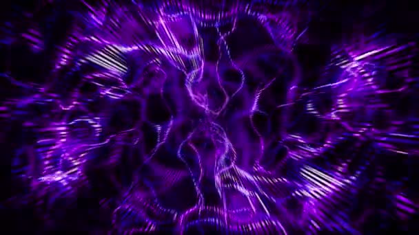 Electric tunnel. 4K motion graphics. Beautiful abstraction. Wavy space with highlights, shimmers and strobes. — Stockvideo