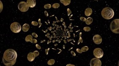 Altın sikkeler. Tünelde paralar uçuşuyor..