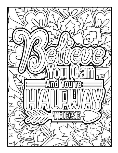 Motivational Quotes Coloring Page Inspirational Quotes Coloring Page Affirmative Quotes — Stock Vector