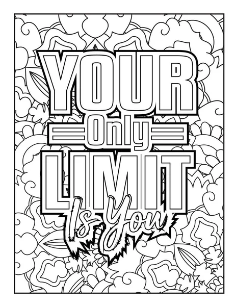 Motivational Quotes Coloring Page Inspirational Quotes Coloring Page Affirmative Quotes — Stock Vector