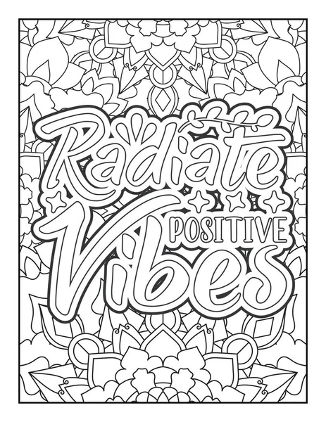 Motivational Quotes Coloring Page Inspirational Quotes Coloring Page Affirmative Quotes — Stock Vector