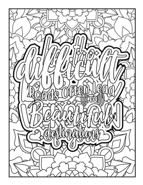 Motivational Quotes Coloring Page Inspirational Quotes Coloring Page Affirmative Quotes — Stock Vector