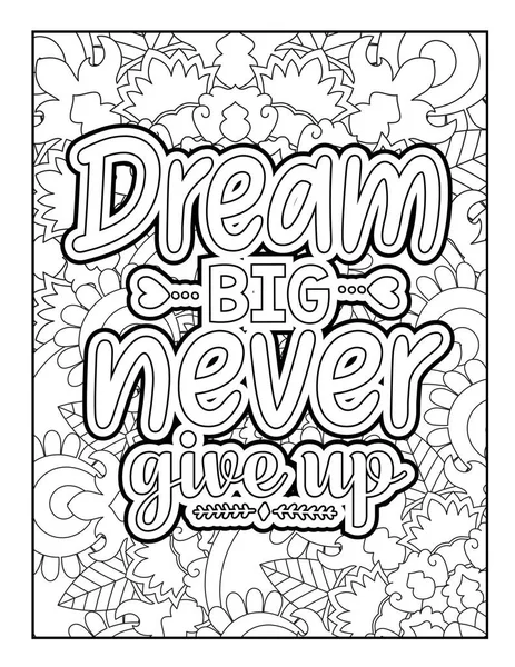 Motivational Quotes Coloring Page Inspirational Quotes Coloring Page Affirmative Quotes — Stock Vector