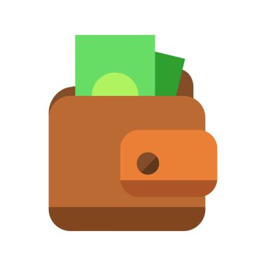 Cüzdanı banknot düz clipart vektör illüstrasyonu