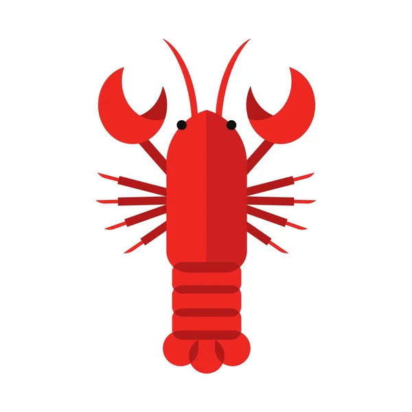 Ilustrasi Vektor Clipart Datar Lobster - Stok Vektor