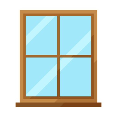 ev penceresi düz clipart vektör çizimi