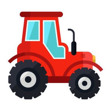 tarım traktörü düz clipart vektör çizimi