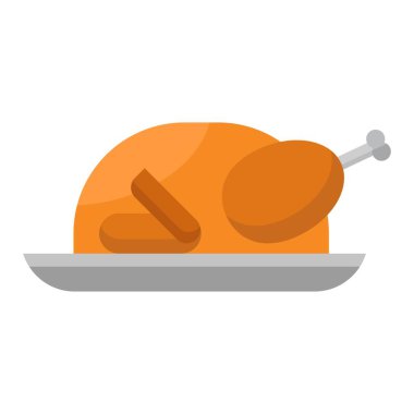 Kızarmış tavuk düz clipart vektör çizimi