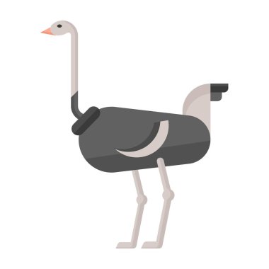 Devekuşu düz clipart vektör çizimi