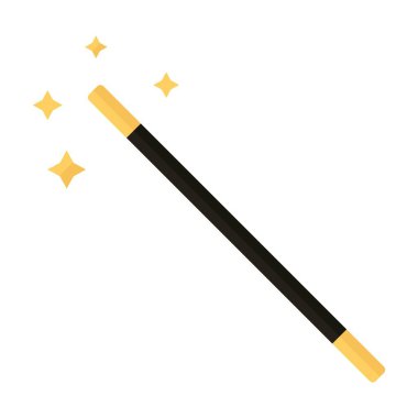 sihirli değnek ve düz clipart vektör çizimi