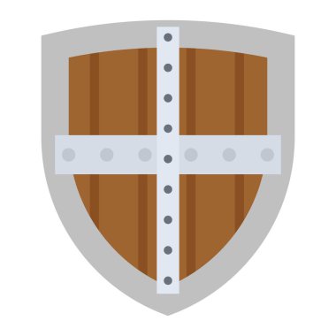 tahta kalkan düz clipart vektör çizimi