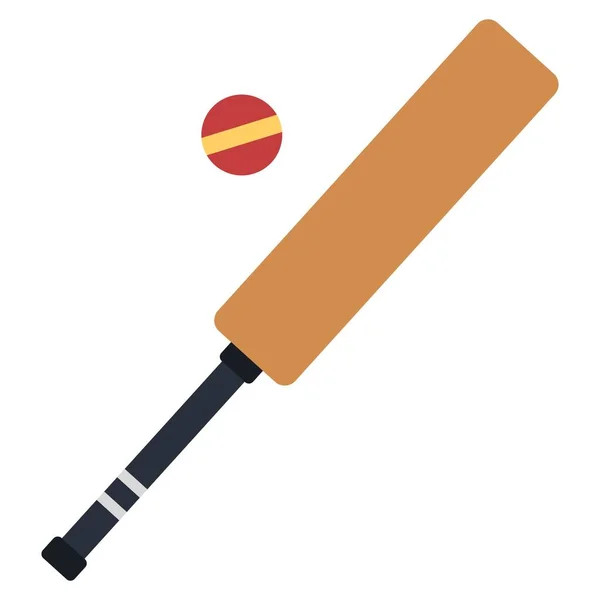 Cricket Bat Plana Clipart Vetor Ilustração —  Vetores de Stock