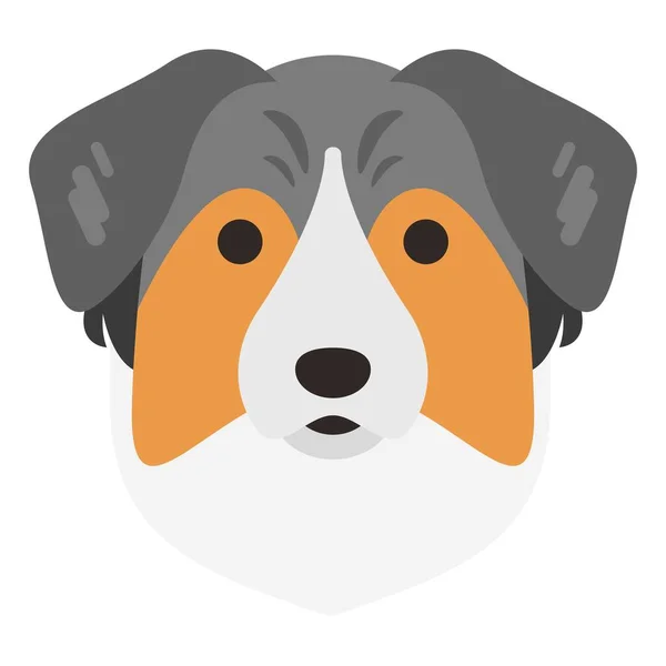 Australian Shepherd Dog Face Flat Clipart Vector Illustration — Stock Vector