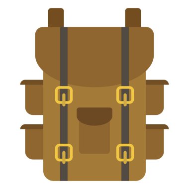 askeri sırt çantası düz clipart vektör çizimi