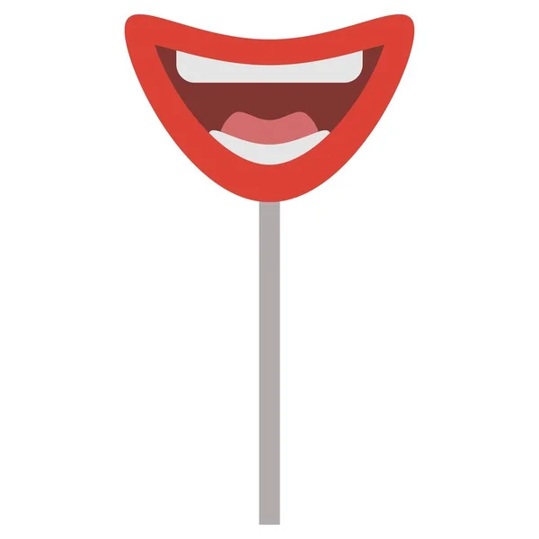 Máscara Sonriente Palo Plano Clipart Vector Ilustración — Vector de stock
