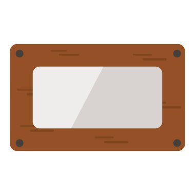 Tahta tahta üzerinde metal plaka düz clipart vektör çizimi