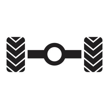 Chassis araba simgesi vektör tasarım şablonu beyaz arkaplanda siyah renk izole işareti