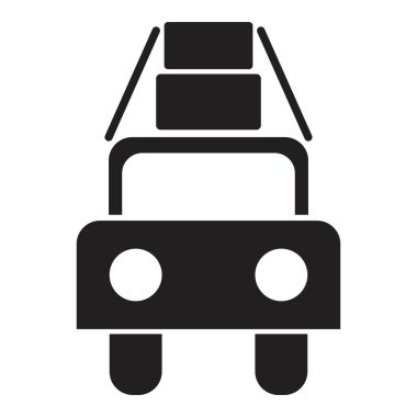 Kamp Van simgesi vektör tasarım şablonu beyaz arkaplanda siyah renk izole işareti