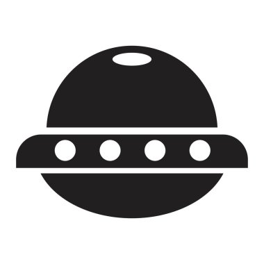 Uzaylı uzay gemisi simgesi vektör tasarım şablonu beyaz arkaplanda siyah renk izole işareti