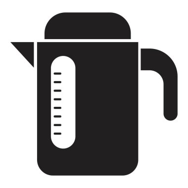 Beyaz arkaplanda siyah renk izole işareti ile elektrik kettle ikon vektör tasarım şablonu