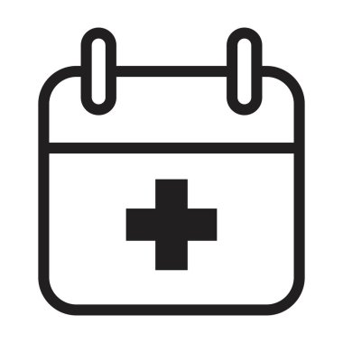 tıbbi takvim ikonu vektör tasarım şablonu beyaz arkaplanda siyah renk izole işareti