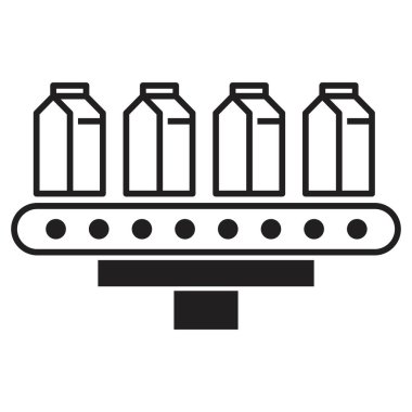 Kağıt paketi fabrika ikonu vektör tasarım şablonu beyaz arkaplanda siyah renk izole işareti