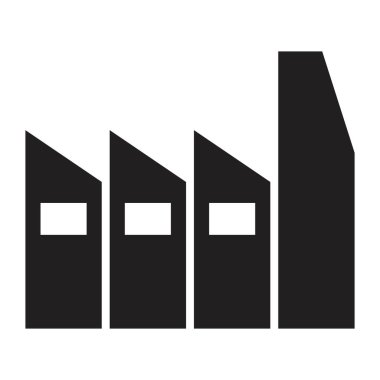 Fabrika ikon vektör tasarım şablonu beyaz arkaplanda siyah renk izole işareti