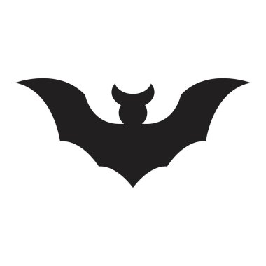 Beyaz arkaplanda siyah renk izole edilmiş yarasa simgesi tasarım şablonu