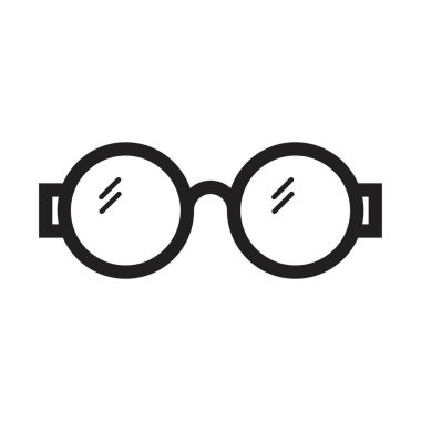 Beyaz arkaplanda siyah renkli izole edilmiş gözlük simgesi tasarım şablonu