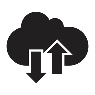 Bulut simgesi tasarım şablonunu beyaz arkaplanda siyah renk izole işareti ile transfer et