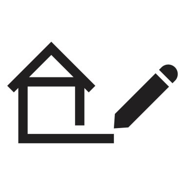 Beyaz arkaplanda siyah renk izole işareti ile iç tasarım ikon vektör tasarım şablonu