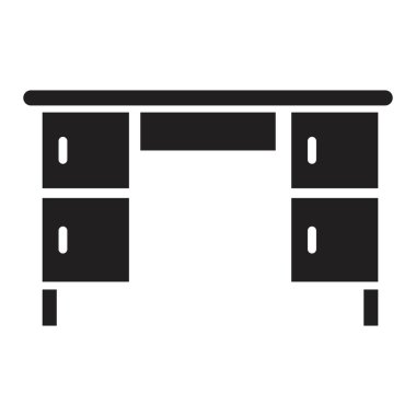 Masa simgesi vektör tasarım şablonu beyaz arkaplanda siyah renk izole işareti