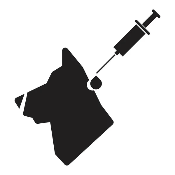 白の背景に黒の色の単離された記号で犬のワクチンアイコンベクトルデザインテンプレート — ストックベクタ