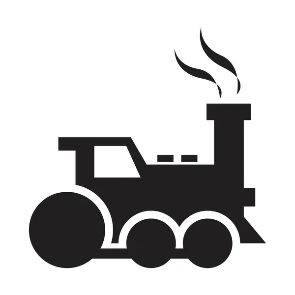 白い背景に黒い色の隔離された記号で機関車のアイコンベクトルのデザインテンプレート — ストックベクタ