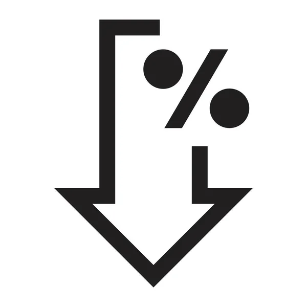 白色背景上黑色隔离符号的降低利率图标向量设计模板 — 图库矢量图片