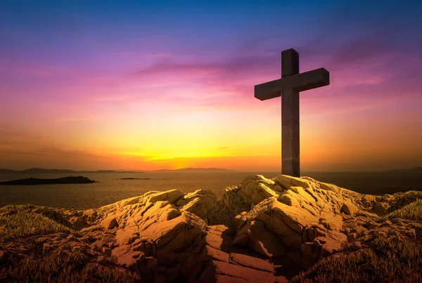 Death Crucifixion Resurrection Concept Christian Cross Dusk — Foto de Stock